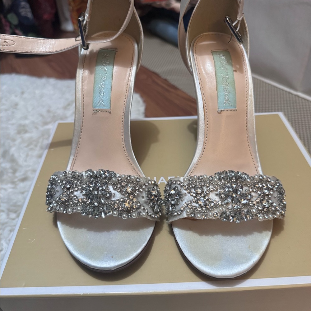 Wedding Bridal Silver Heels Betsey Johnson